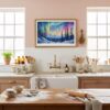 05 - Framed Fairbanks Alaska Northern Lights Watercolor - Horizontal Art Print in Farmhouse style Kitchen.jpg