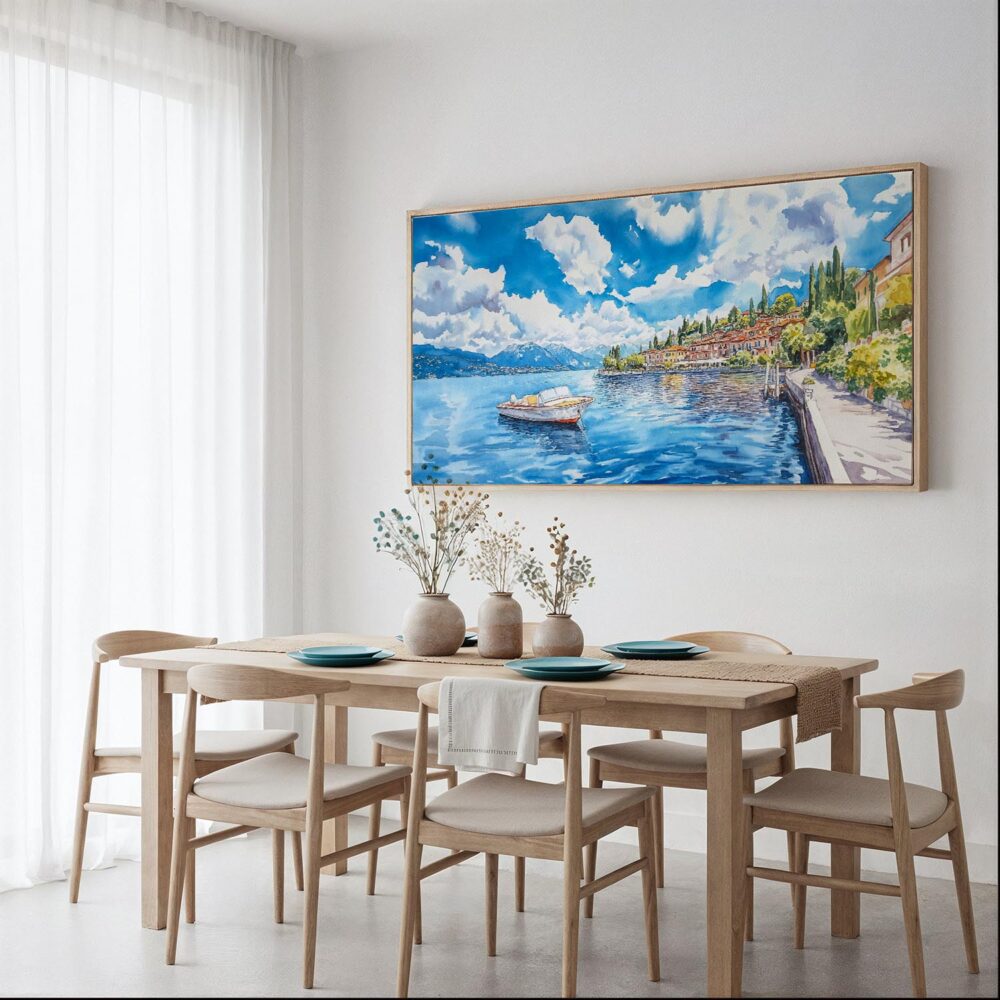 05 - Framed Lake Como Italy Watercolor - Panorama Canvas Print - Dining Table.jpg 05 - Framed Lake Como Italy Watercolor - Panorama Canvas Print - Dining Table.jpg