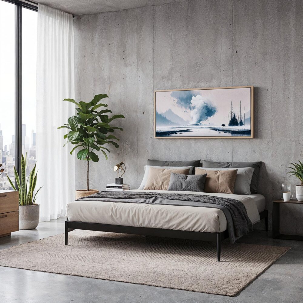 05 - Framed Minimal Yellowstone Watercolor - Panorama Canvas Print - Modern Living Room.jpg 05 - Framed Minimal Yellowstone Watercolor - Panorama Canvas Print - Modern Living Room.jpg