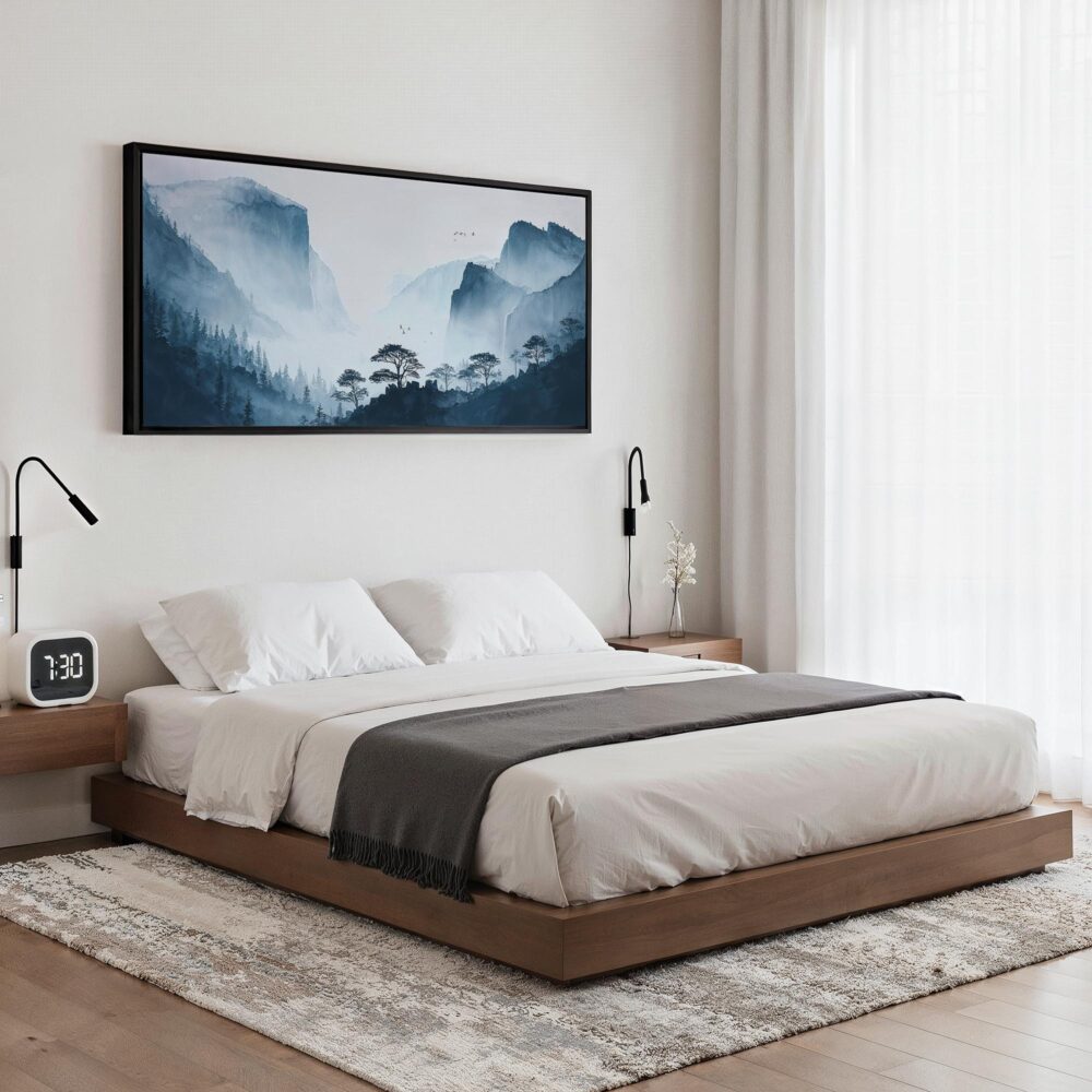05 - Framed Minimal Yosemite El Capitan Watercolor - Panorama Canvas Print - Bedroom.jpg 05 - Framed Minimal Yosemite El Capitan Watercolor - Panorama Canvas Print - Bedroom.jpg
