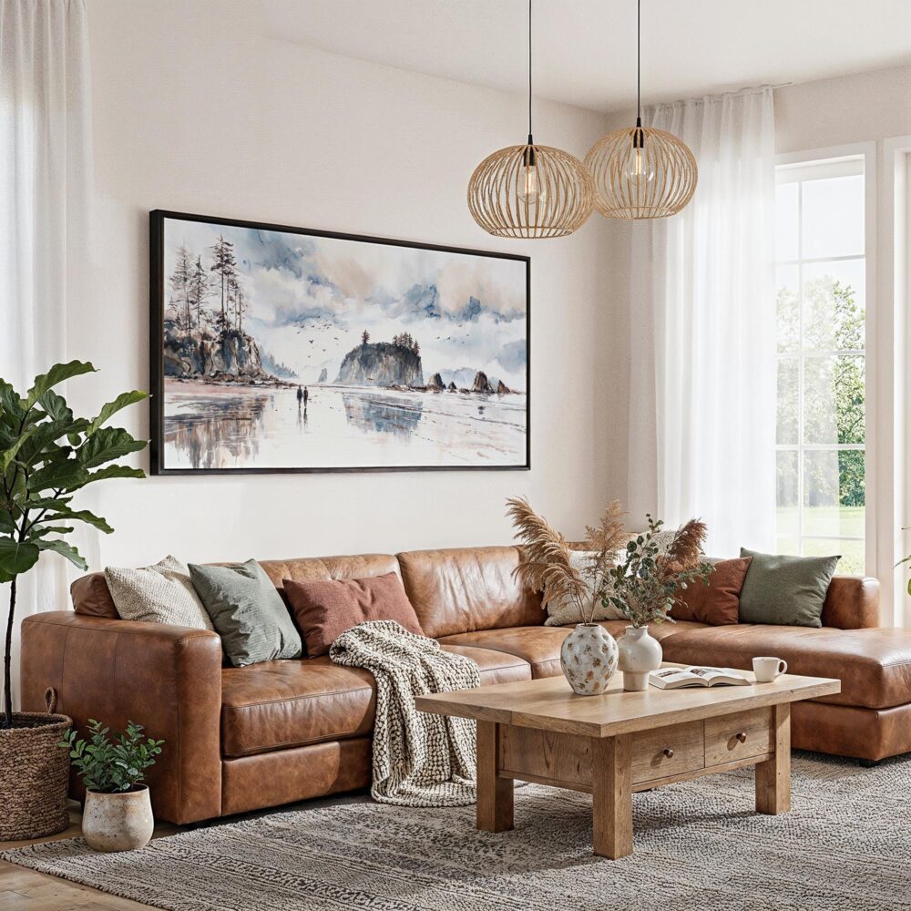 05 - Framed Olympic National Park Coastal Walk Watercolor - Panorama Canvas Print - Living Room.jpg 05 - Framed Olympic National Park Coastal Walk Watercolor - Panorama Canvas Print - Living Room.jpg