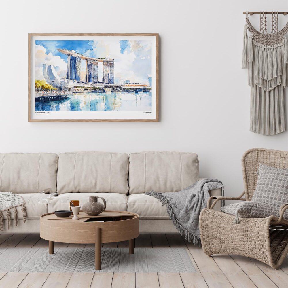 05 - Framed Singapore Marina Bays Sands Watercolor - Horizontal Art Print - Boho Living Room.jpg 05 - Framed Singapore Marina Bays Sands Watercolor - Horizontal Art Print - Boho Living Room.jpg