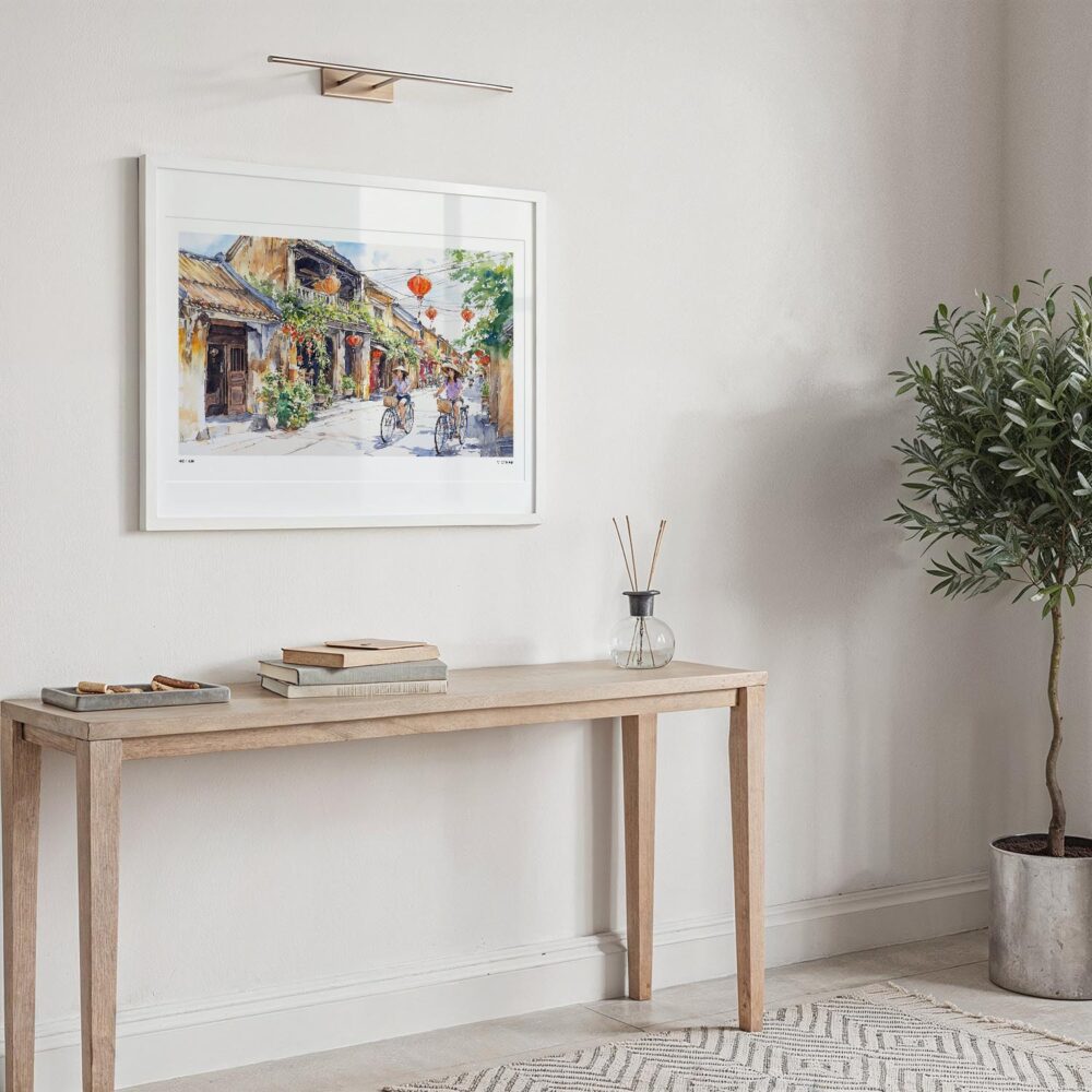 05 - Hoi An Vietnam Watercolor - Horizontal Art Print in Hallway with White Frame.jpg 05 - Hoi An Vietnam Watercolor - Horizontal Art Print in Hallway with White Frame.jpg