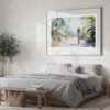 05 - Large Jamaica Watercolor - Horizontal Art Print in Bedroom with Silver Metal Frame.jpg