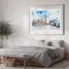 05 - Large London Big Ben Watercolor - Horizontal Art Print in Bedroom with Silver Metal Frame.jpg