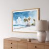 05 - Los Angeles Beach Watercolor - Horizontal Art Print in Natural Wood Frame Above Console.jpg