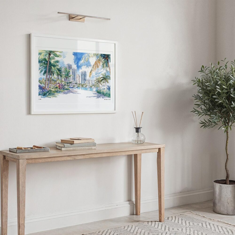 05 - Miami Gardens Watercolor - Horizontal Art Print in Hallway with White Frame.jpg 05 - Miami Gardens Watercolor - Horizontal Art Print in Hallway with White Frame.jpg