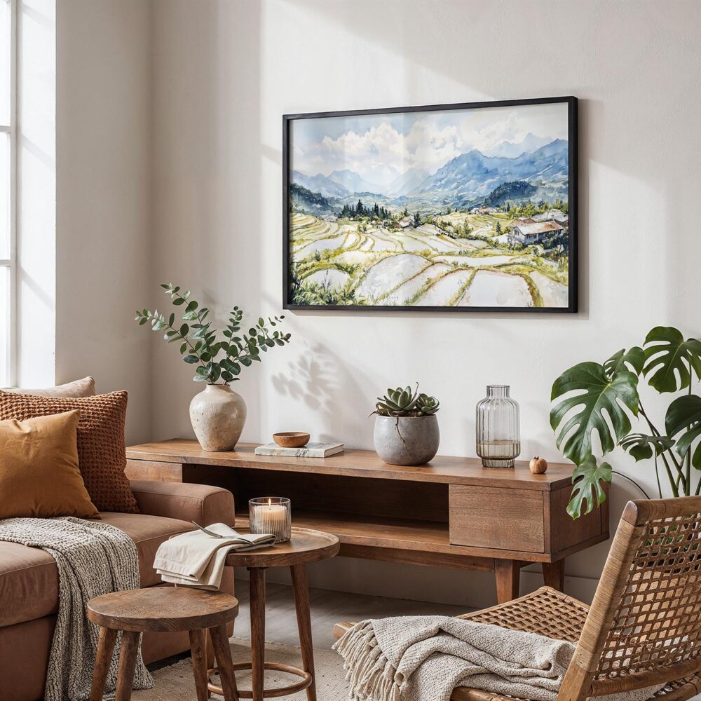 06 - 02 - Sapa Valley Vietam Watercolor - Horizontal Art - Digital Download - Boho Living Room.jpg 06 - 02 - Sapa Valley Vietam Watercolor - Horizontal Art - Digital Download - Boho Living Room.jpg