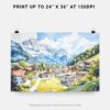 06 - 07 - Grindelwald Watercolor - Horizontal Art - Digital Download - Print Size.jpg