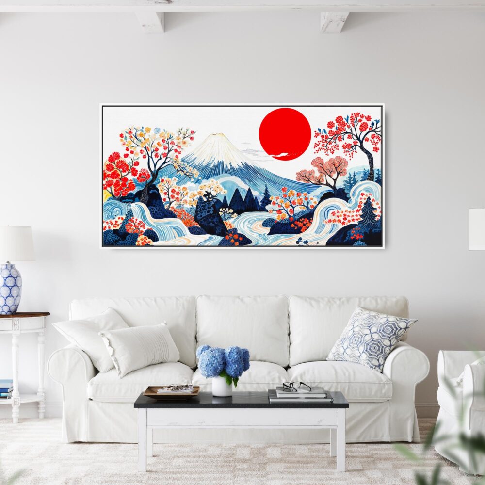 06 - Framed Abstract Japanese Landscape with Mount Fuji Art - Panorama Canvas Print - Coastal Living Room.jpg 06 - Framed Abstract Japanese Landscape with Mount Fuji Art - Panorama Canvas Print - Coastal Living Room.jpg