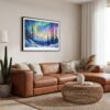 06 - Framed Fairbanks Alaska Northern Lights Watercolor - Horizontal Canvas Print - Boho Living Room.jpg