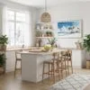 06 - Framed Los Angeles Beach Watercolor - Horizontal Canvas Print in Modern Kitchen.jpg