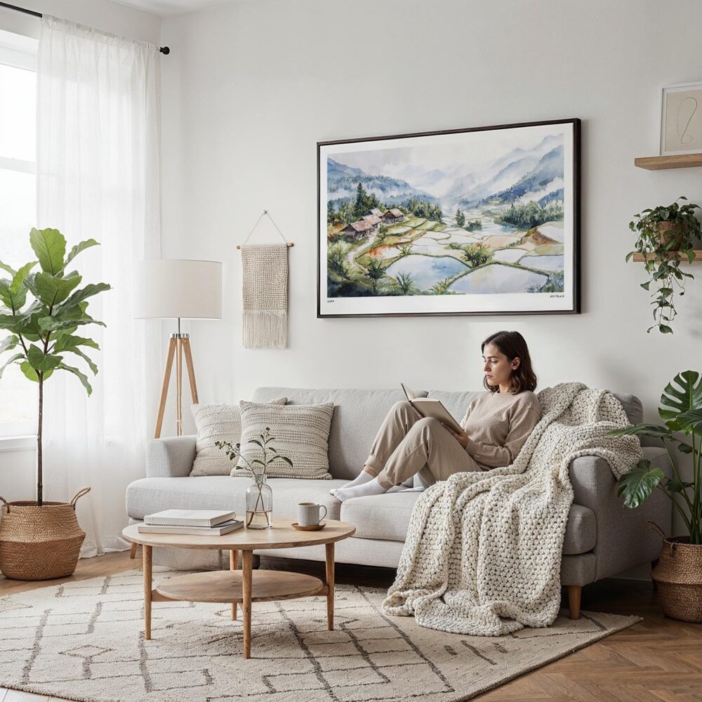 06 - Framed Misty Sapa Watercolor - Horizontal Canvas Print - Scandi Living Room.jpg 06 - Framed Misty Sapa Watercolor - Horizontal Canvas Print - Scandi Living Room.jpg