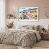 06 - Framed Nice France Watercolor - Horizontal Art Print in Boho Bedroom.jpg