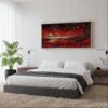 06 - Framed Red Japan Kusama Inspired Art - Panorama Canvas Print - Woman in contemporary Bed Room.jpg
