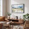 06 - Framed Sapa Valley Vietam Watercolor - Horizontal Art Print in Boho Living Room.jpg