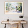 06 - Jamaica Watercolor - Horizontal Art Print in Natural Wood Frame above work desk.jpg