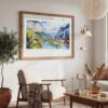 06 - Large Lauterbrunnen Watercolor - Horizontal Art Print in Boho Living Room with vintage Wood frame.jpg