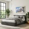 06 - Madeira Portugal Watercolor - Horizontal Canvas Print with Natural Floater Frame Above Bed.jpg