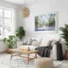 06 - Madison Watercolor - Horizontal Canvas Print with White Floater Frame in modern Scandi Living Room.jpg