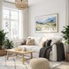 06 - Sapa Valley Vietam Watercolor - Horizontal Canvas Print with Natural Floater Frame in modern Scandi Living Room.jpg