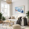 06 - Skiing in Swiss Alps Watercolor - Horizontal Canvas Print with Natural Floater Frame in modern Scandi Living Room.jpg