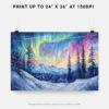 07 - 07 - Fairbanks Alaska Northern Lights Watercolor - Horizontal Art - Digital Download - Print Size.jpg