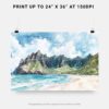 07 - 07 - Haiwaii Na Pali Coast Watercolor - Horizontal Art - Digital Download - Print Size.jpg