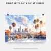 07 - 07 - Los Angeles Skyline Watercolor - Horizontal Art - Digital Download - Print Size.jpg