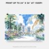 07 - 07 - Miami Gardens Watercolor - Horizontal Art - Digital Download - Print Size.jpg