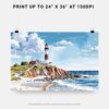 07 - 07 - Montauk point lighthouse Watercolor - Horizontal Art - Digital Download - Print Size.jpg