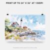 07 - 07 - Portland Maine Lighthouse Watercolor - Horizontal Art - Digital Download - Print Size.jpg