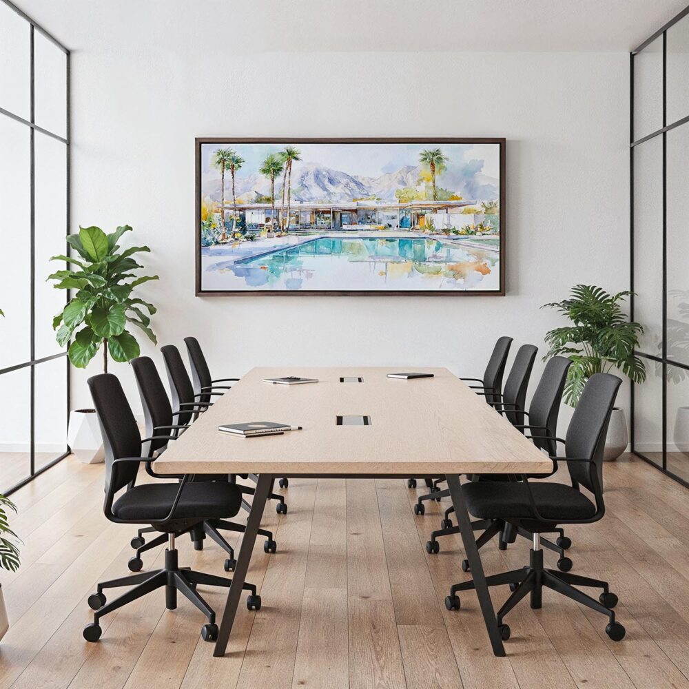 07 - Framed Abstract Midcentury Palm Springs Watercolor - Panorama Canvas Print - Office.jpg 07 - Framed Abstract Midcentury Palm Springs Watercolor - Panorama Canvas Print - Office.jpg