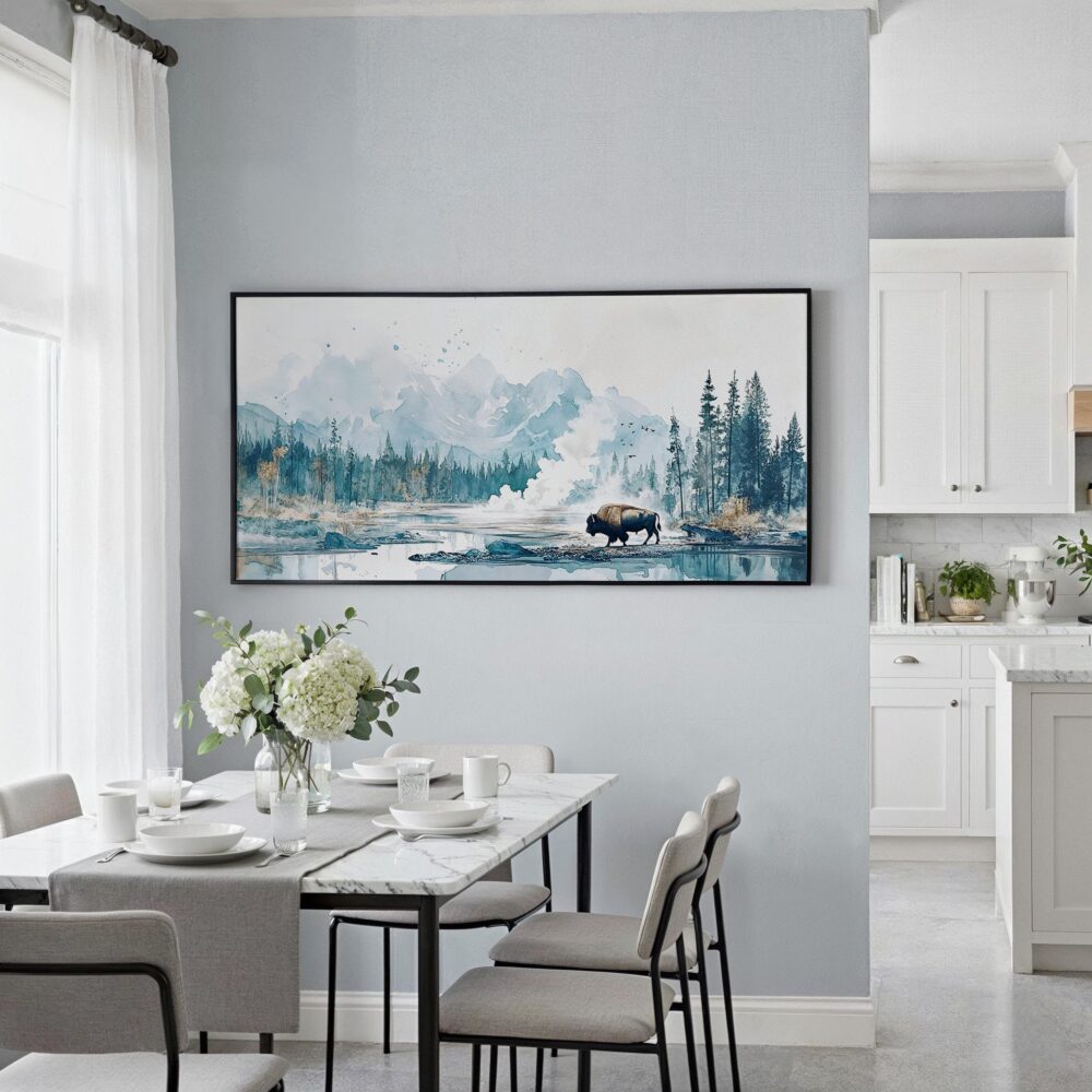07 - Framed Cold Yellowstone Bison Watercolor - Panorama Canvas Print - Coastal Kitchen.jpg 07 - Framed Cold Yellowstone Bison Watercolor - Panorama Canvas Print - Coastal Kitchen.jpg