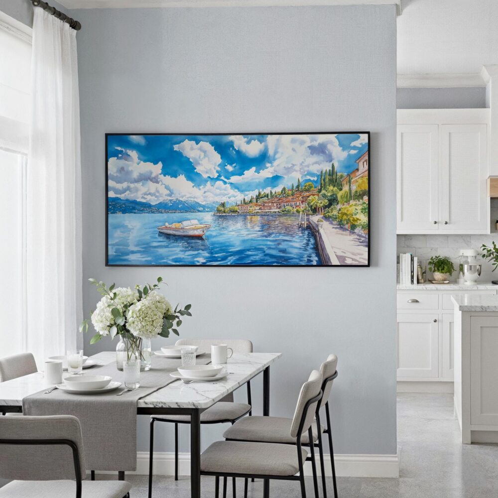 07 - Framed Lake Como Italy Watercolor - Panorama Canvas Print - Coastal Kitchen.jpg 07 - Framed Lake Como Italy Watercolor - Panorama Canvas Print - Coastal Kitchen.jpg