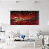 07 - Framed Red Japan Kusama Inspired Art - Panorama Canvas Print - Coastal Living Room.jpg