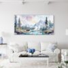 07 - Framed Yellowstone Watercolor - Panorama Canvas Print - Coastal Living Room.jpg