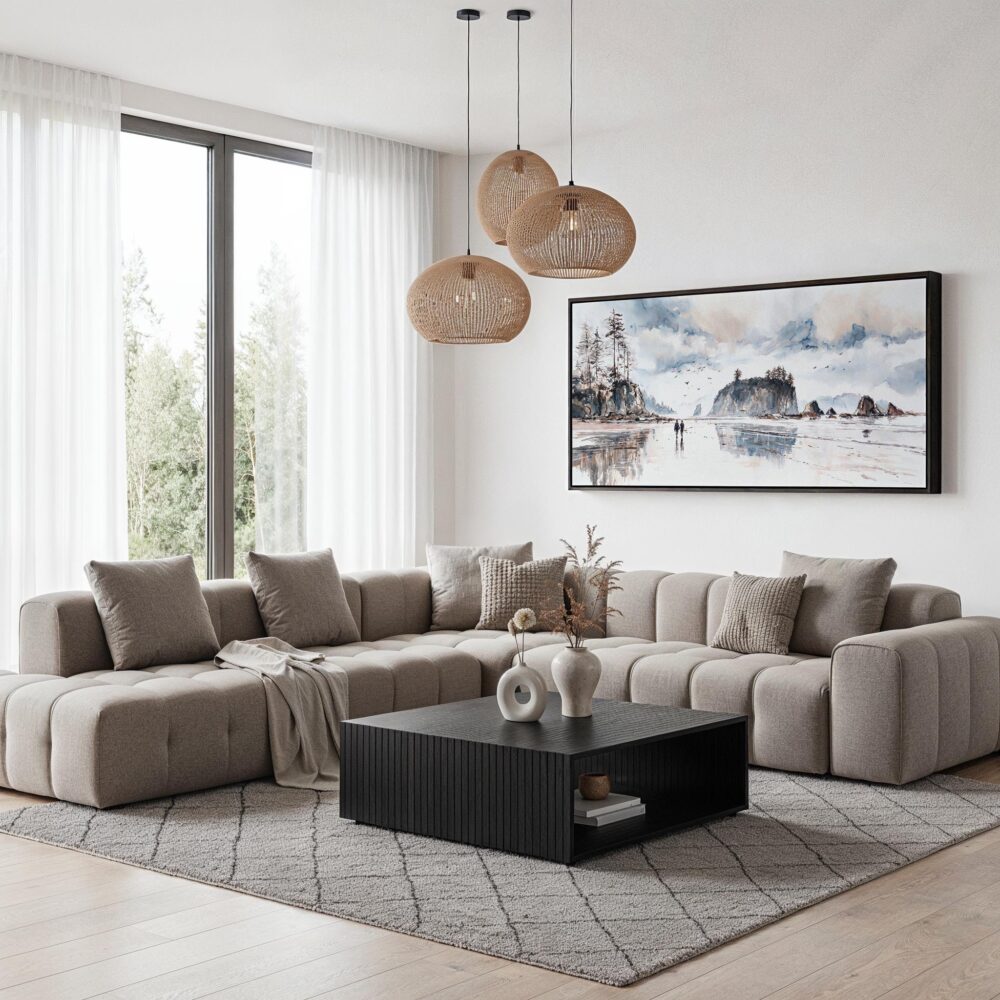 07 - Olympic National Park Coastal Walk Watercolor - Panorama Canvas Print with Black Floater Frame - Modern Living Room.jpg 07 - Olympic National Park Coastal Walk Watercolor - Panorama Canvas Print with Black Floater Frame - Modern Living Room.jpg