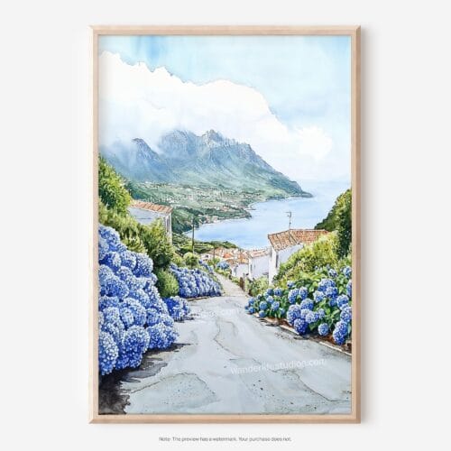01 - 01 - Pico Island Portugal Watercolor Art - Digital Download - Main.jpg