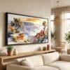 01 - Grand Canyon National Park Watercolor - Panorama Canvas Print in Scandi Living Room with Black Floater Frame - Main.jpg