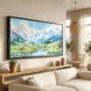 01 - Katmai National Park Panorama Watercolor Canvas Print in Scandi Living Room with Black Floater Frame - Main.jpg