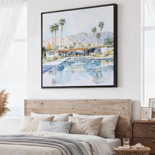 01 - Large Abstract Palm Springs Square Watercolor Canvas Print - Main.jpg