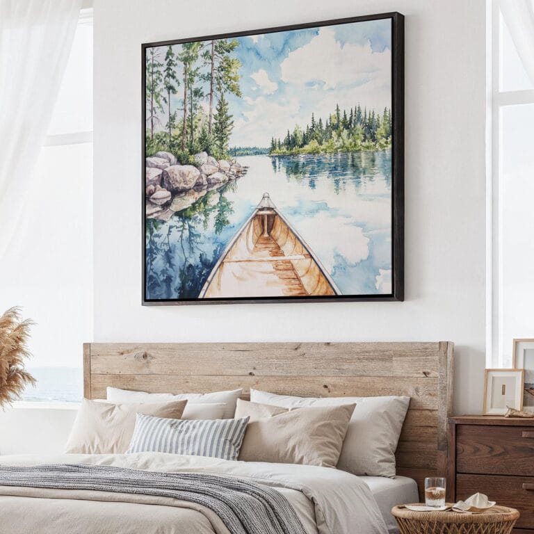 01 - Large Boundary Waters Square Watercolor Canvas Print - Main.jpg