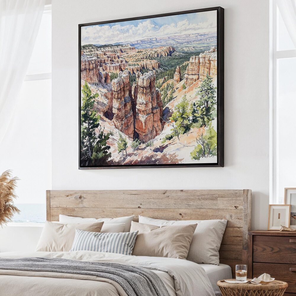 01 - Large Bryce Canyon National Park Watercolor - Square Canvas Print - Main.jpg