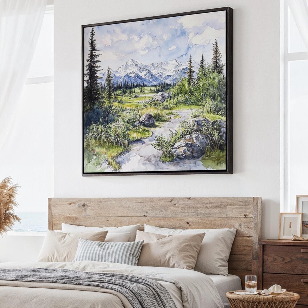 01 - Large Denali National park Watercolor - Square Canvas Print - Main.jpg