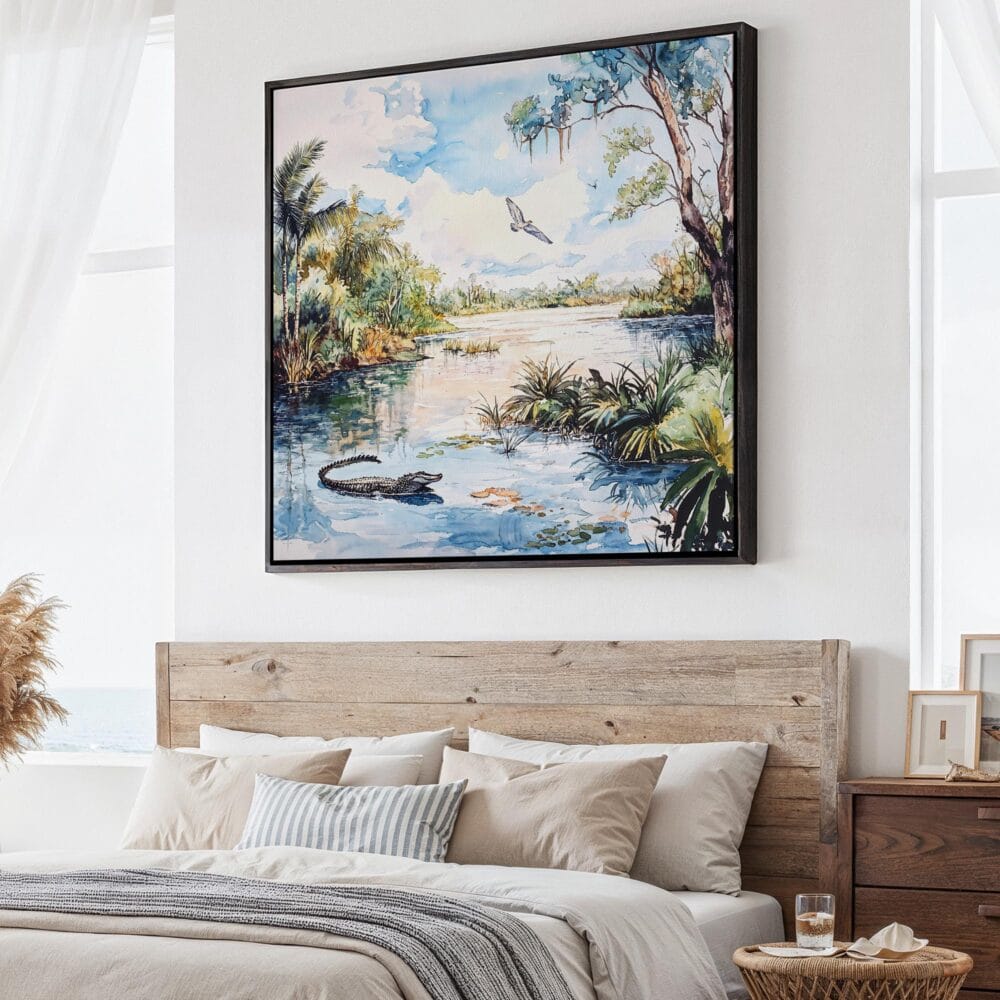 01 - Large Everglades National Park Watercolor Style - Square Canvas Print - Main.jpg