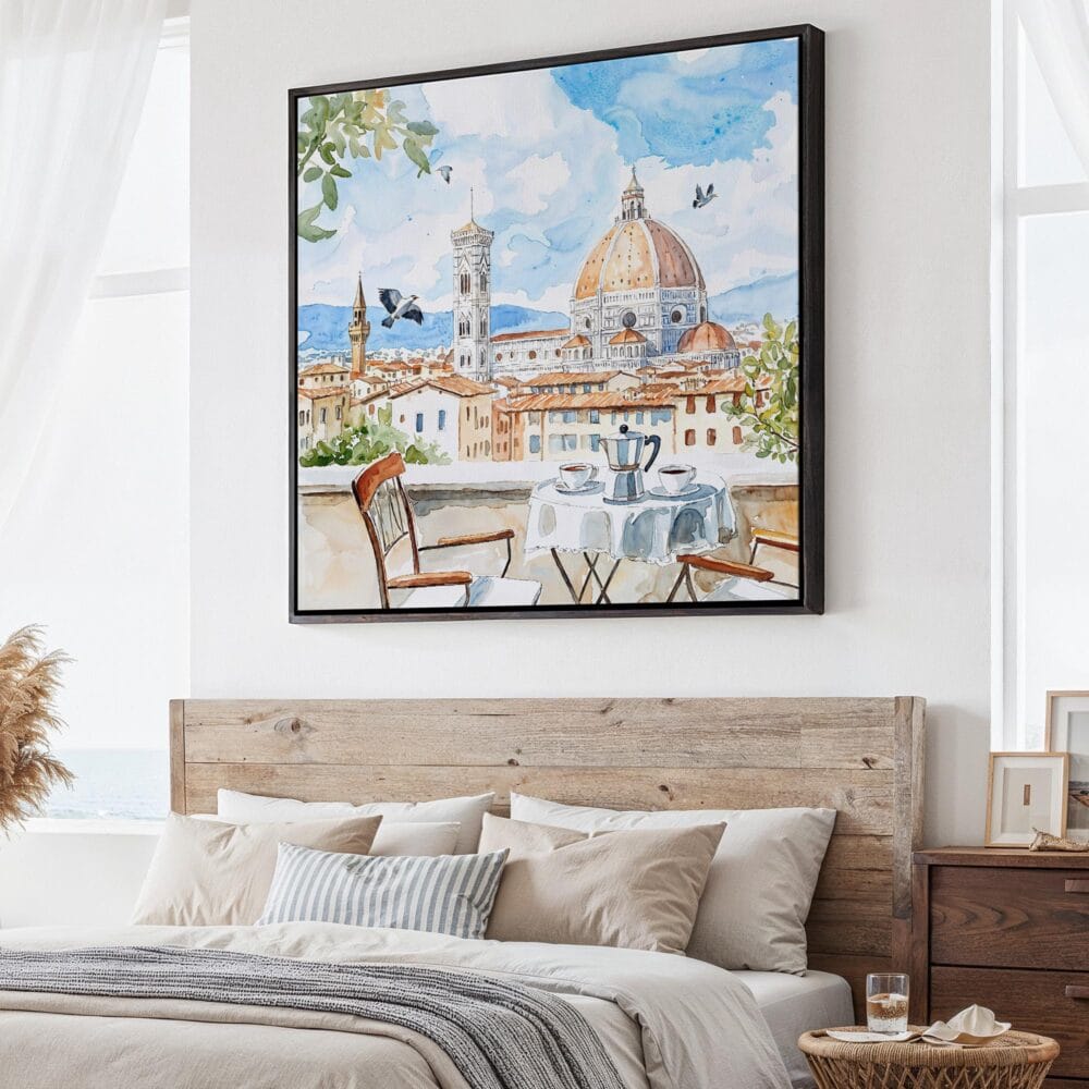 01 - Large Florence Cathedral Watercolor - Square Canvas Print - Main.jpg