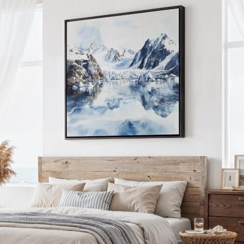 01 - Large Glacier Bay National Park Watercolor - Square Canvas Print - Main.jpg