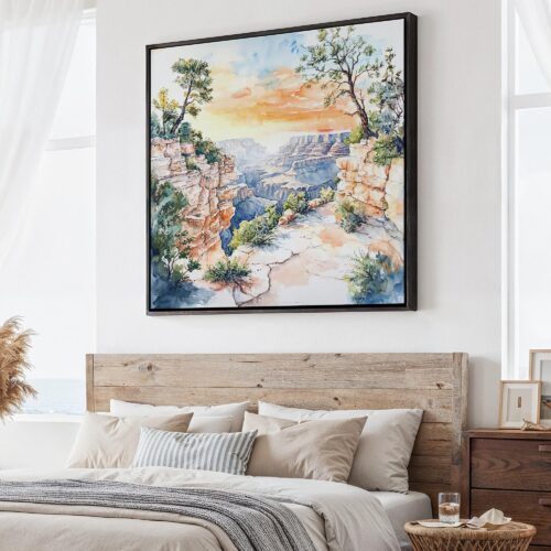 01 - Large Grand Canyon National park Watercolor - Square Canvas Print - Main.jpg
