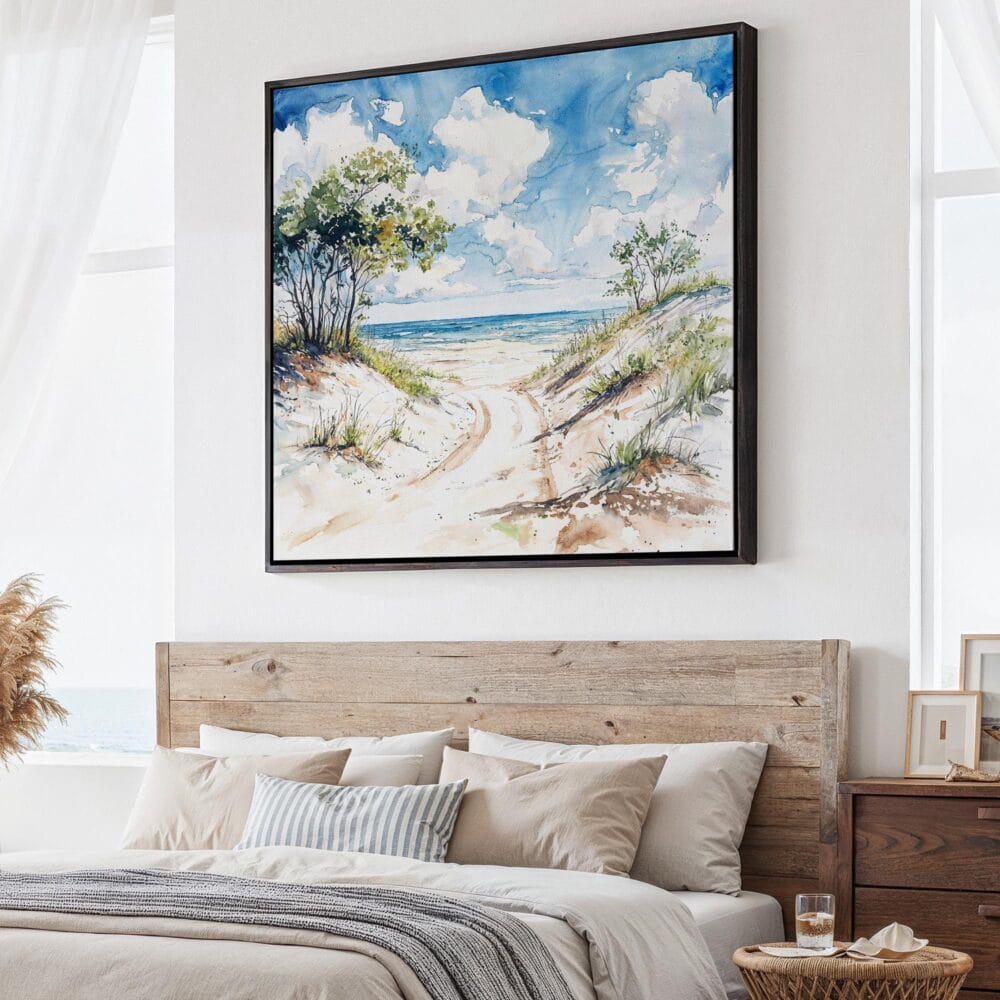 01 - Large Indiana Dunes National Park Watercolor - Square Canvas Print - Main.jpg